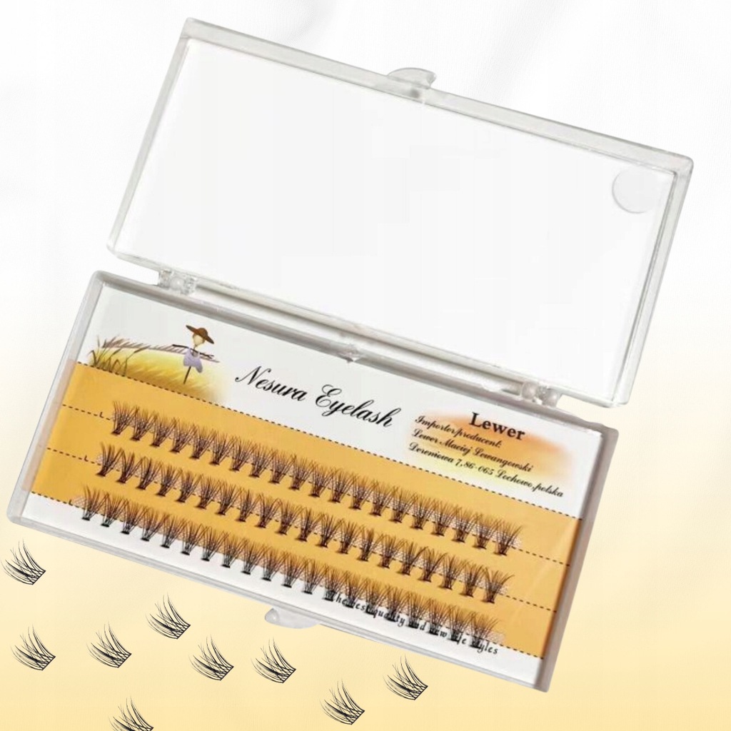 RZĘSY NESURA EYELASH KĘPKI RZĘS JEDWABNE 14mm Marka Lewer